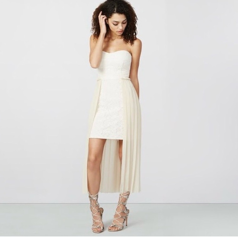 Rachel Roy Cream Lace Strapless Dress Size 10 Wedding Bridal Shower Formal